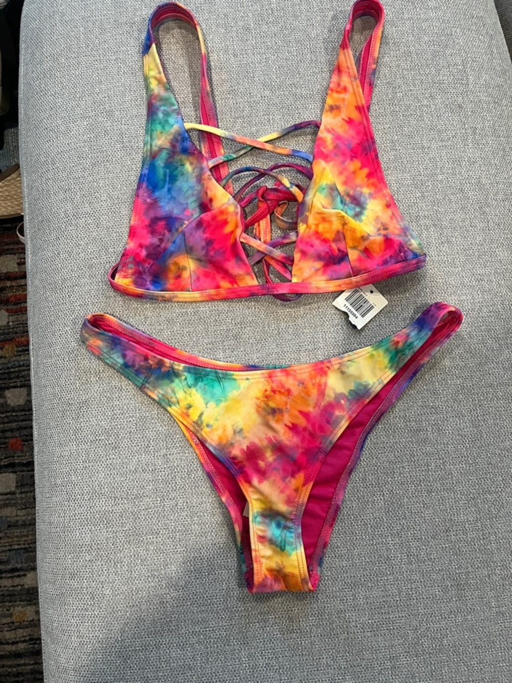 Hot Topic Tie-Dye Multicolor Lace-Up Bikini Set
